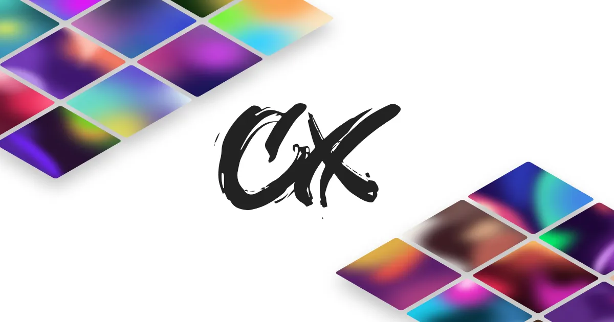 Логотип color.xima.work: рукописная монограмма среди плиток с градиентами